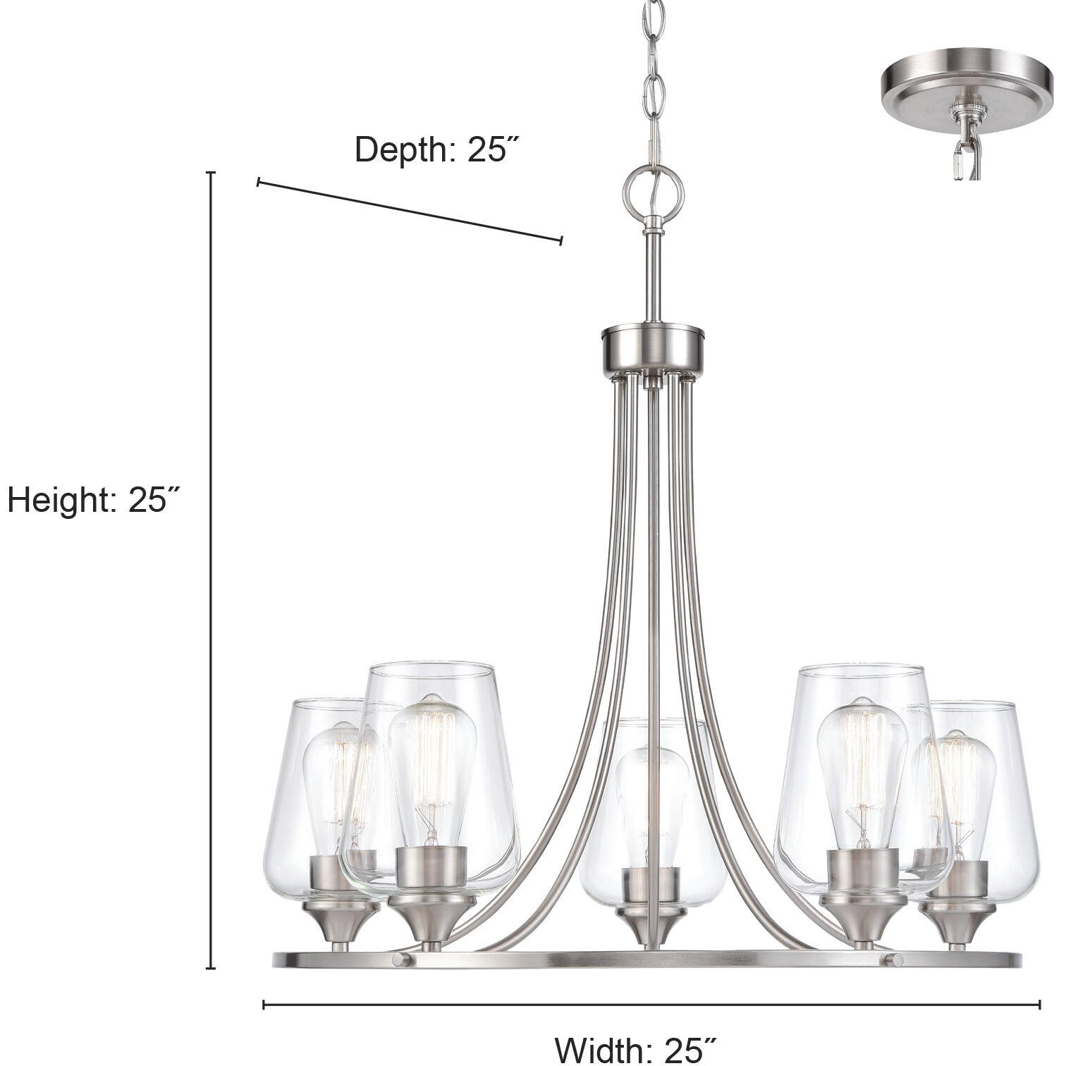 Ashford 5 Light 25 inch Rubbed Bronze Chandelier Ceiling Light